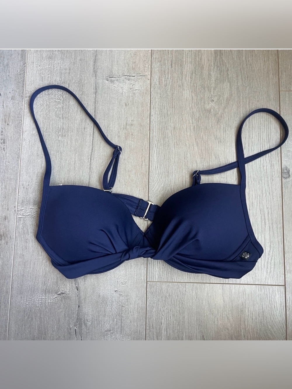 La Vie en Rose Twist Front Bikini Top Navy XS